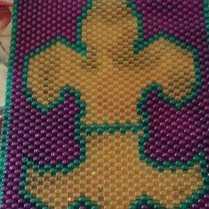 Handmade saints Mardi gras theme suncatcher